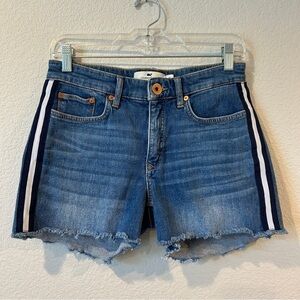 Vineyard Vines Women’s Blue Striped Raw Hem 4in Denim Short - 26